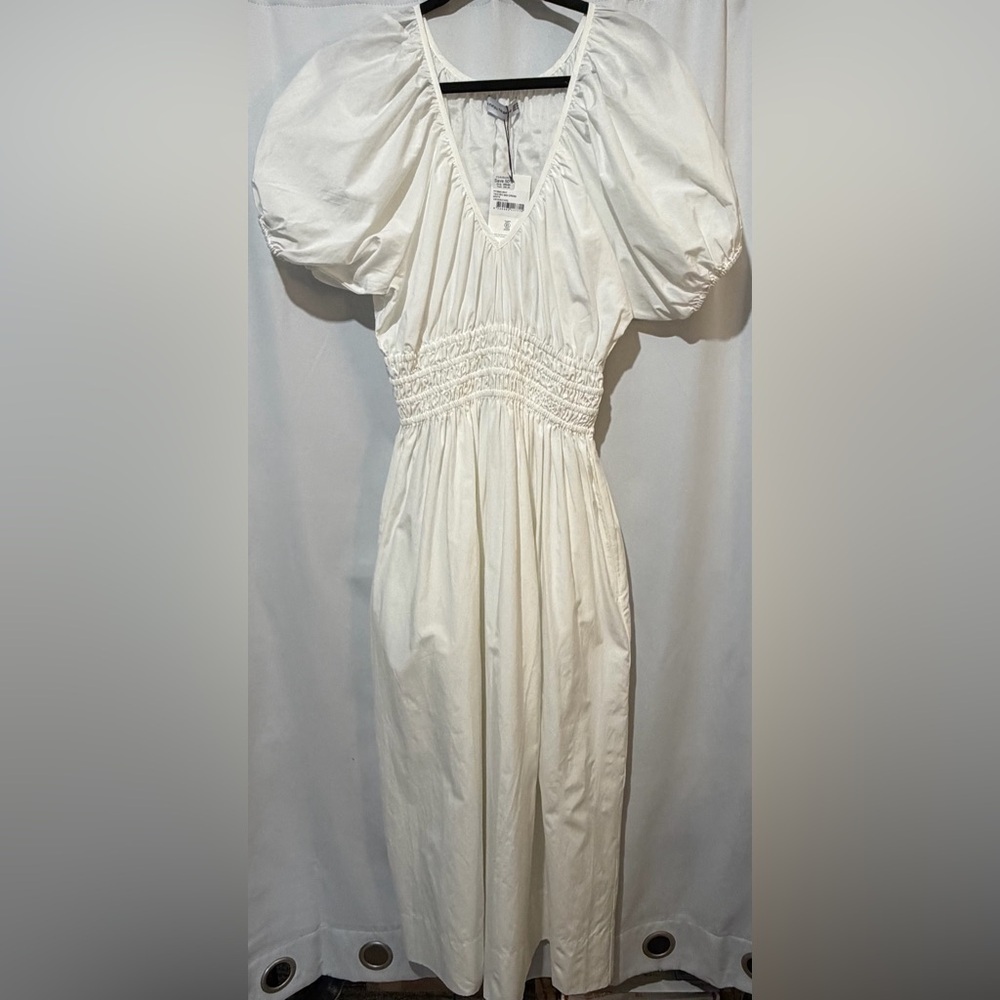 Faithfull The Brand Teatro Silk And Cotton Midi Dress in White Size US 10